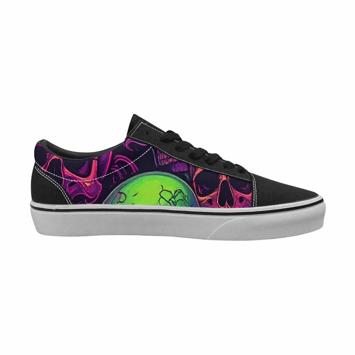 MEN'S Skulls - Neon Canvas Lace-Up Aesthetic Custom Sneakers