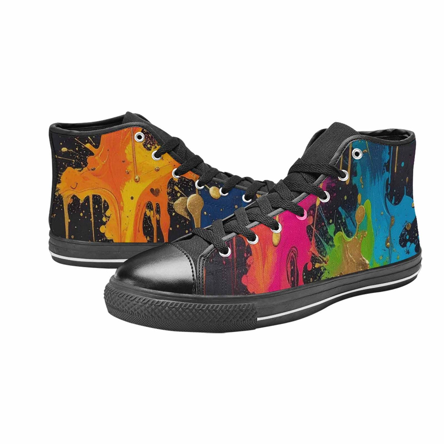 WOMEN'S Paint Splatter High Top Canvas Aesthetic Custom Sneakers