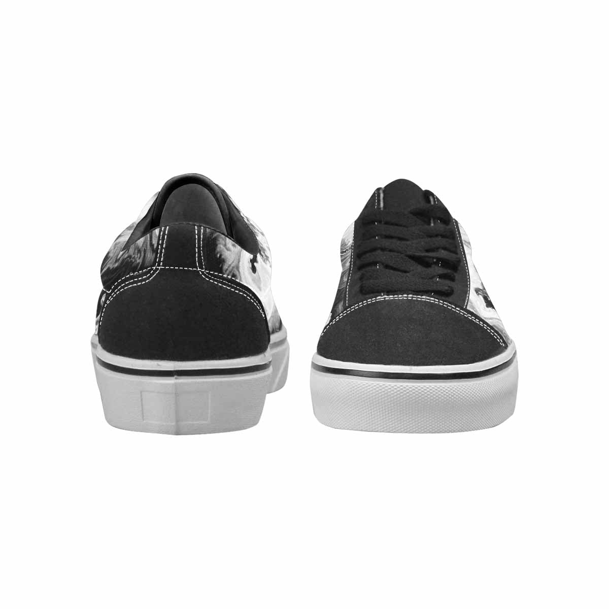 WOMEN'S Tie Dye Acid Wash Black White Canvas Lace-Up Neon Fantasy Custom Shoes