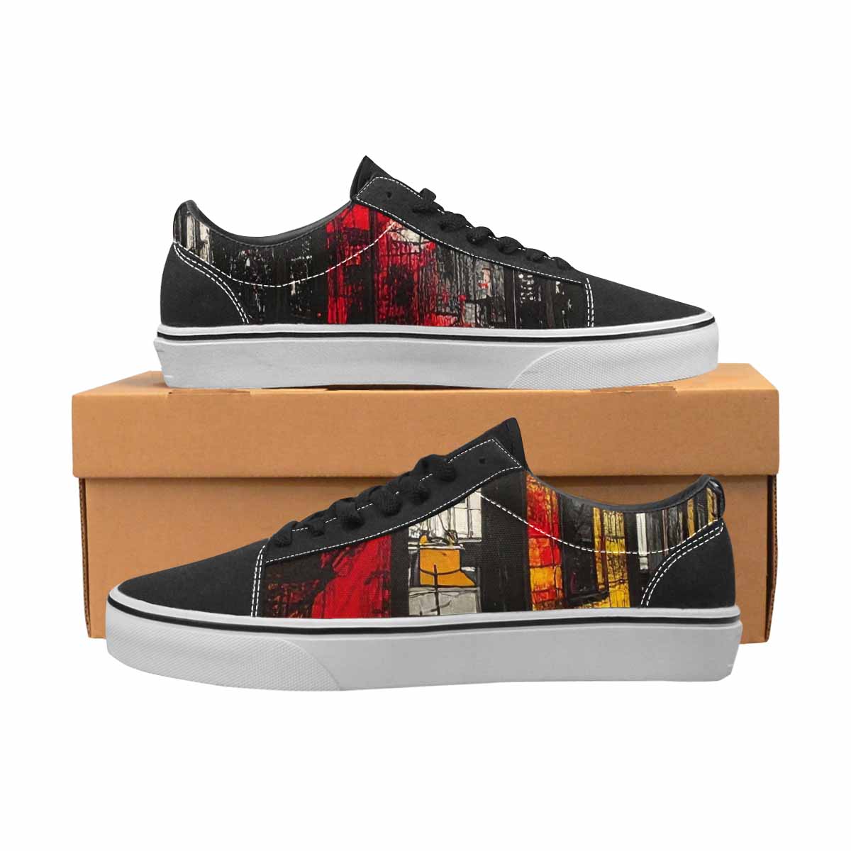 WOMEN'S Liminal Space Fragment Lace-Up Canvas Melting Art Sneakers