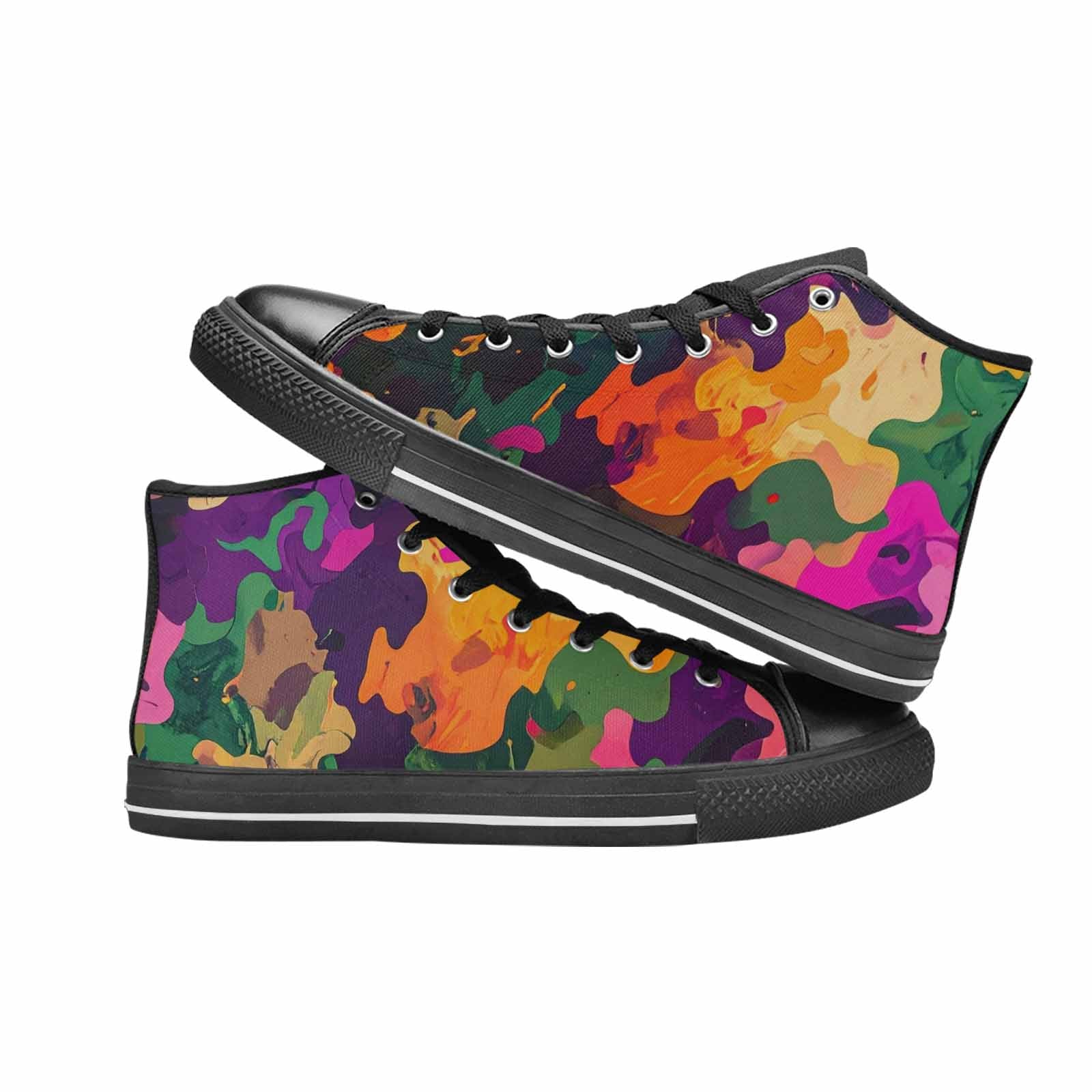 WOMEN'S Military Camouflage Blotch High Top Canvas Surreal Sneakers