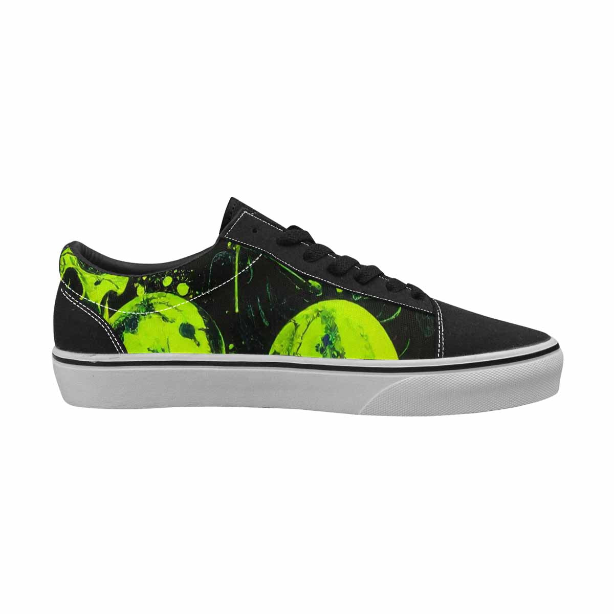 WOMEN'S Skeletons  Neon Green Lace-Up Canvas Dark Academia Sneakers