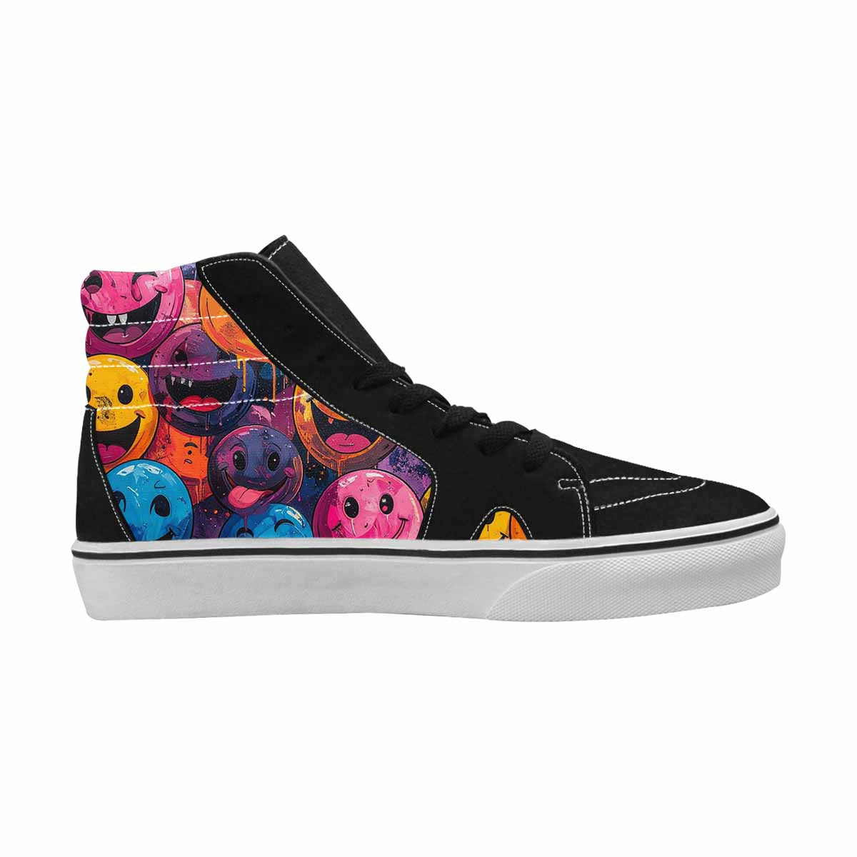 MEN'S Melting Moon Smiley High Top Canvas Dark Academia Custom Sneakers