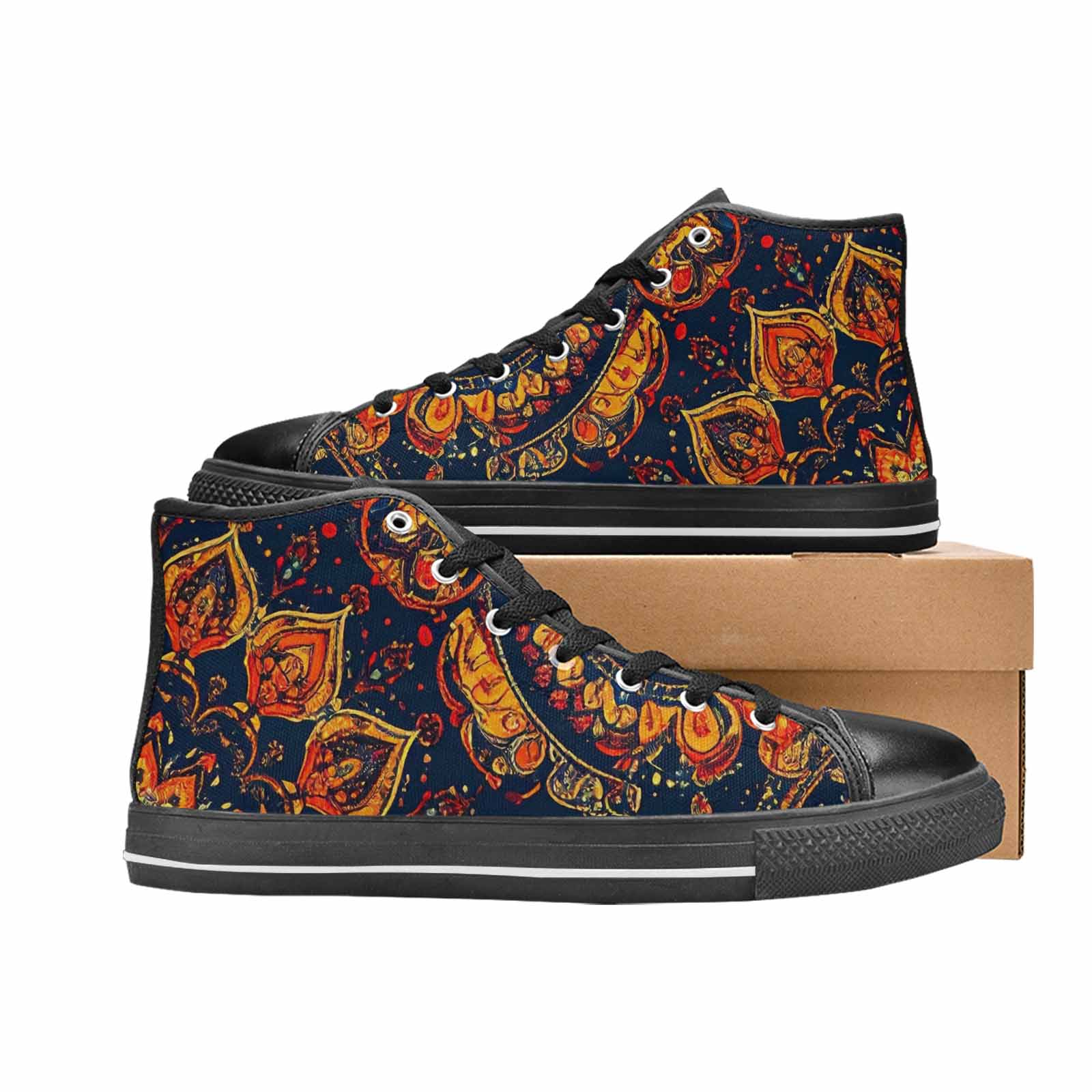 WOMEN'S Mandala Lions High Top Canvas Wallpaper Art Sneakers