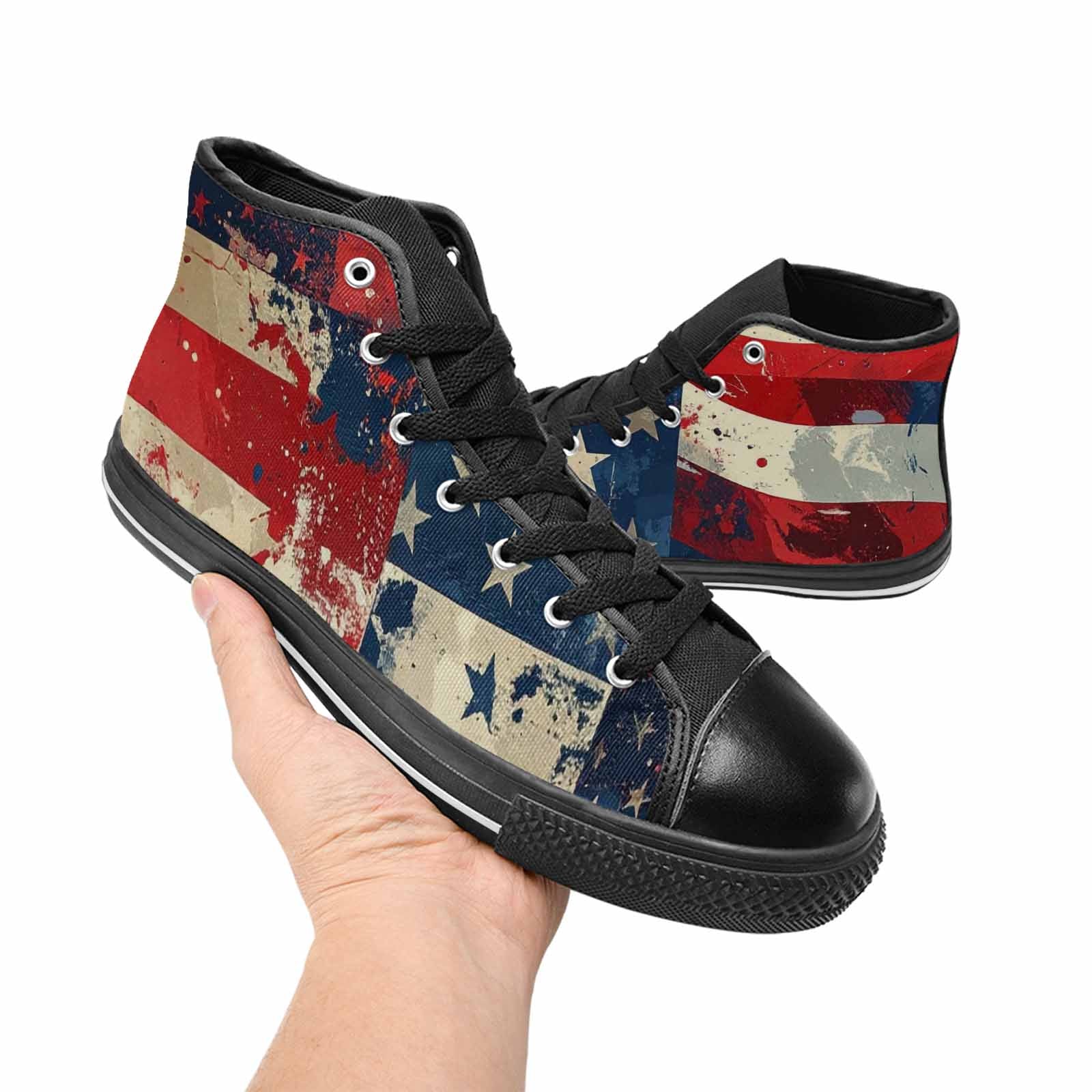 MEN'S American Flag Stars High Top Canvas Aesthetic Custom Sneakers