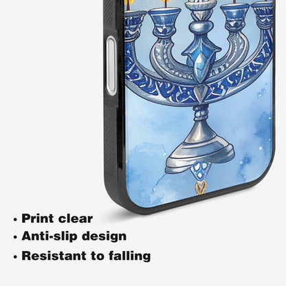 iPhone 16 Case — Hanukkah Menorah Pattern Seamless Repeat Jewish, Custom Print Case Cover