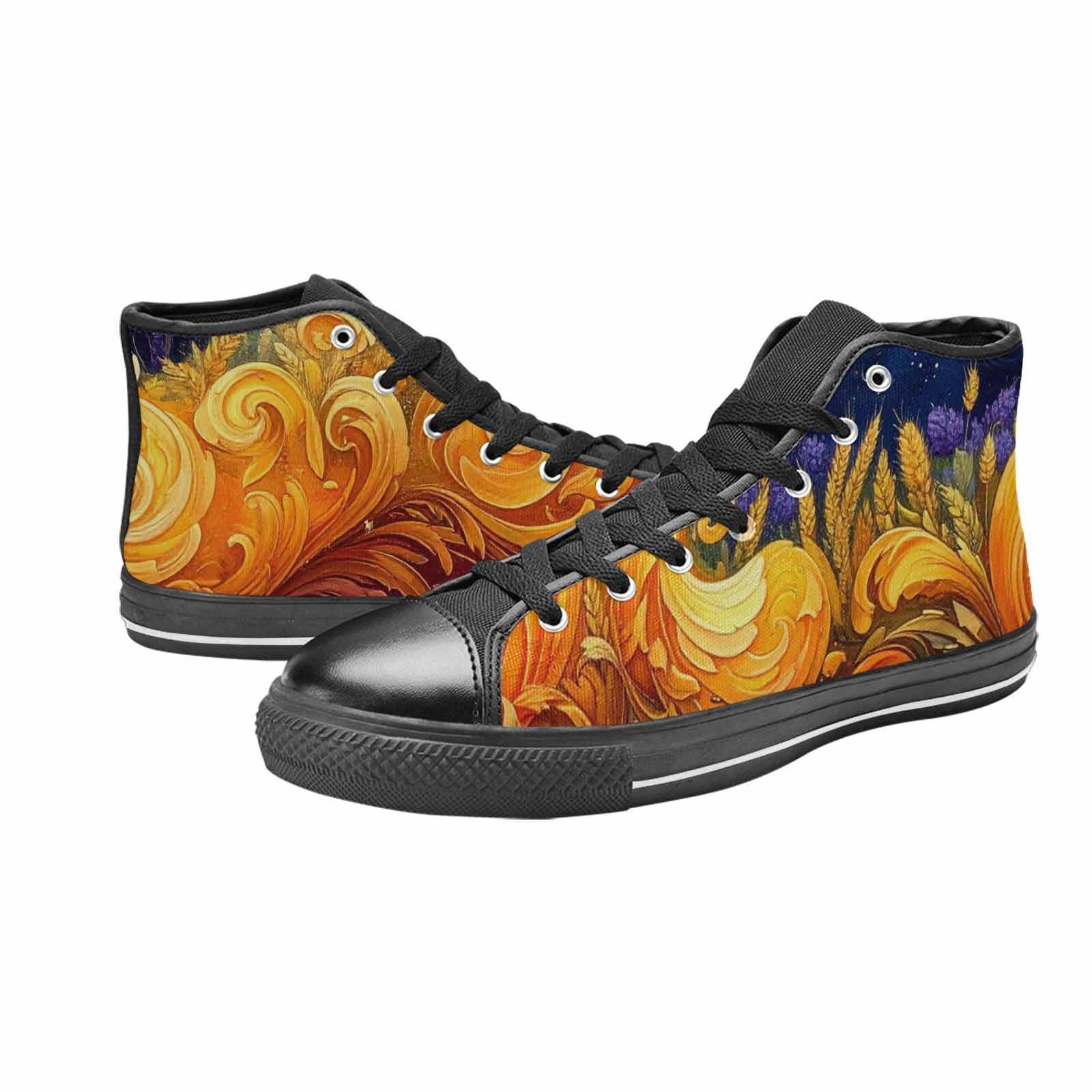 MEN'S Van Gogh-Style Swirl High Top Canvas Surreal Sneakers