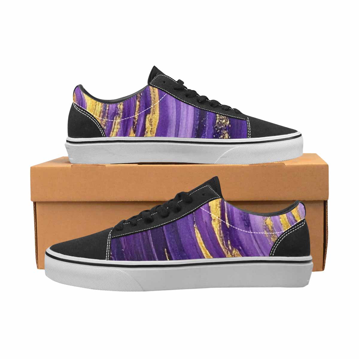 WOMEN'S Starry Night Nebula Brushstroke Canvas Lace-Up Cottagecore Sneakers