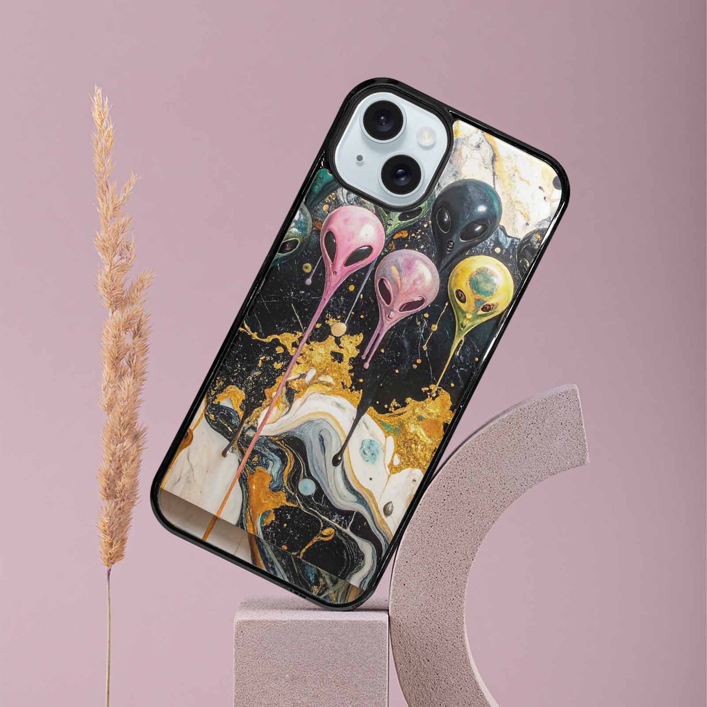 iPhone 15 Plus Case — Aliens Marblemelting Aliens Pa, Custom Designed Case Cover