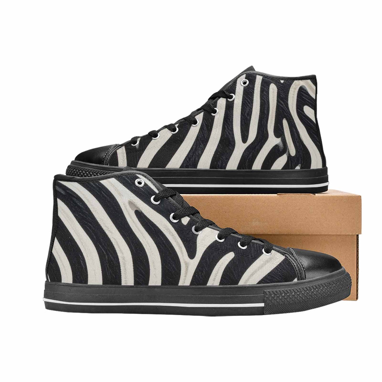 MEN'S Modern Zebra Stripe Solid High Top Canvas Y2K Custom Shoes