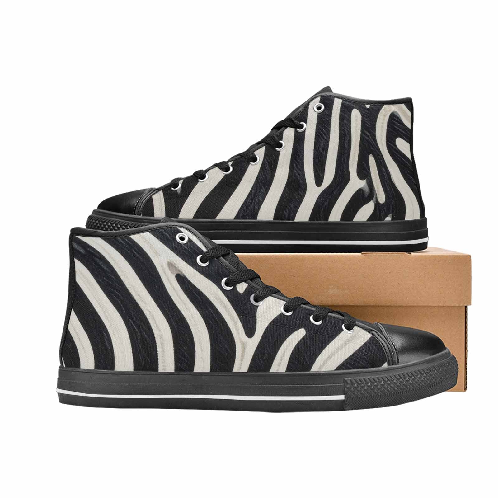 MEN'S Modern Zebra Stripe Solid High Top Canvas Y2K Custom Shoes