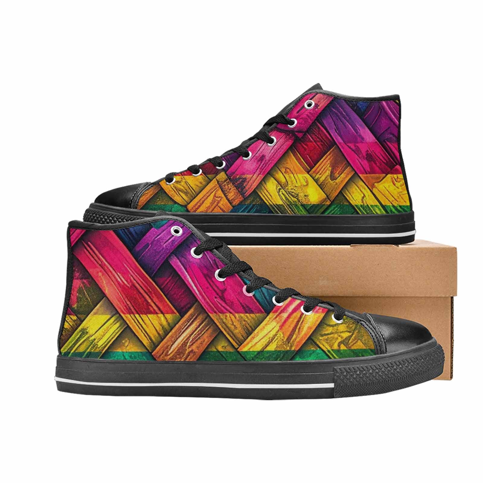 MEN'S Polysexual Flag Color High Top Canvas Surreal Custom Sneakers