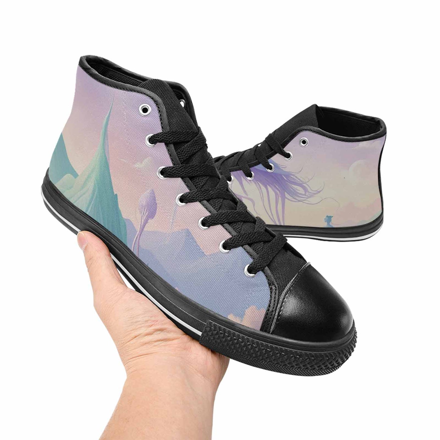 WOMEN'S Surrealist Dreamscape High Top Canvas Aesthetic Shoes