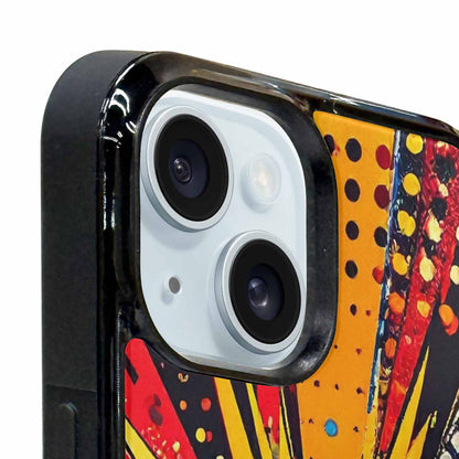 iPhone 15 Plus Case — Comic Halftone Comic Bursts Pattern Hundreds, Custom Designed Case Cover