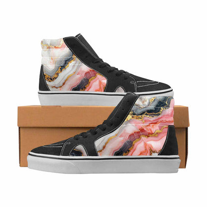WOMEN'S Marble High Top Canvas Original Design Vivid Custom Print Sneakers