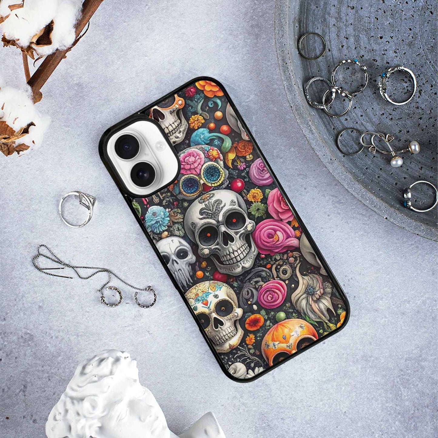 iPhone 16 Plus Case — Greyscale Black And White Dark Black, Personalized Phone Case