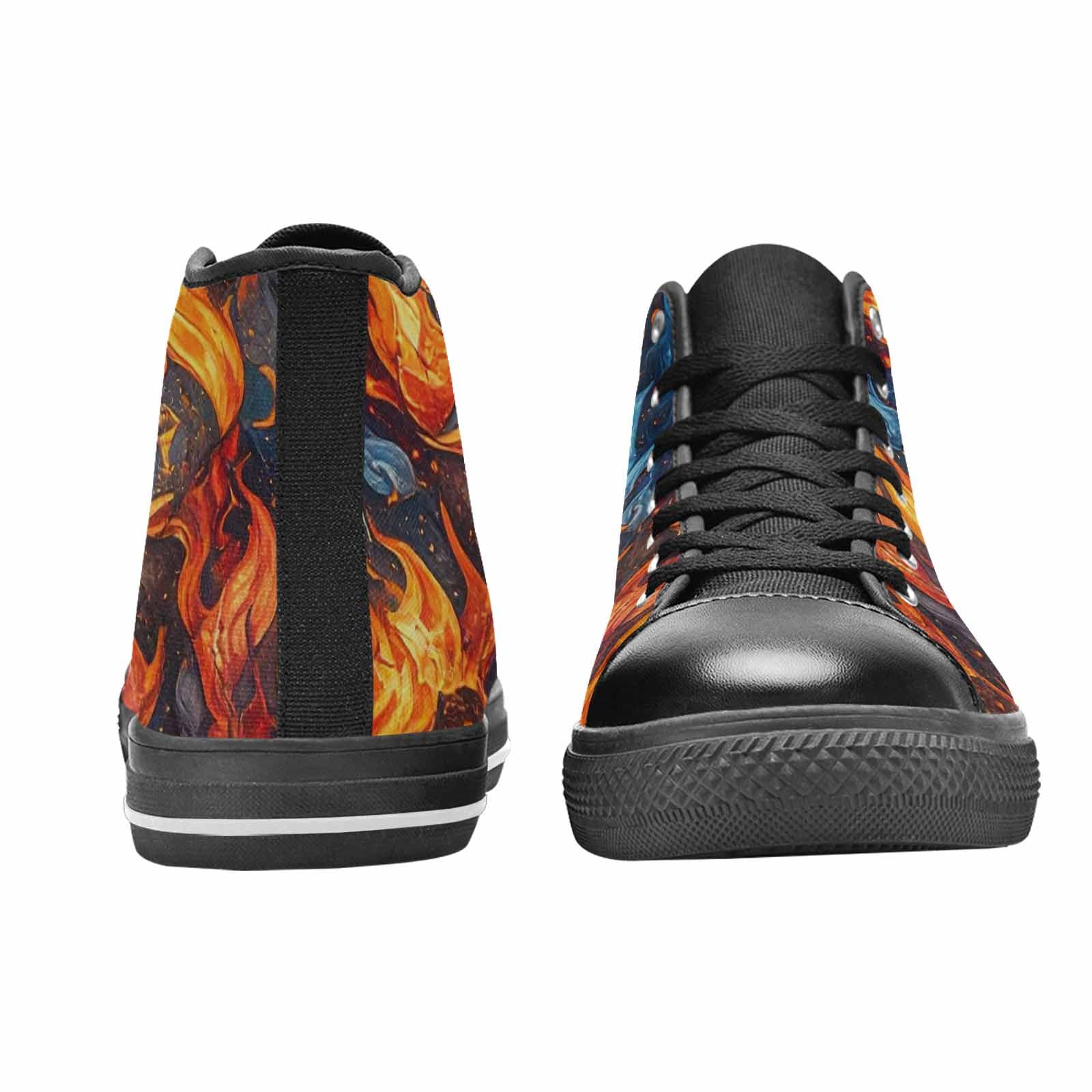 MEN'S Fire Flame High Top Canvas Cottagecore Custom Shoes