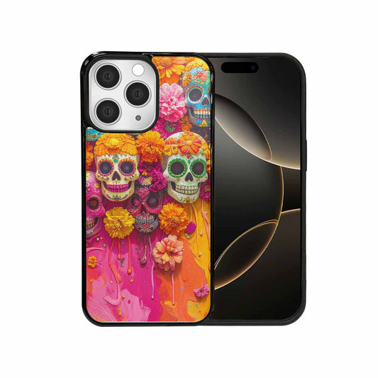 iPhone 15 Pro Max Case — Ornate Candy Color Skull Pattern Hundreds, Unique Phone Case Design