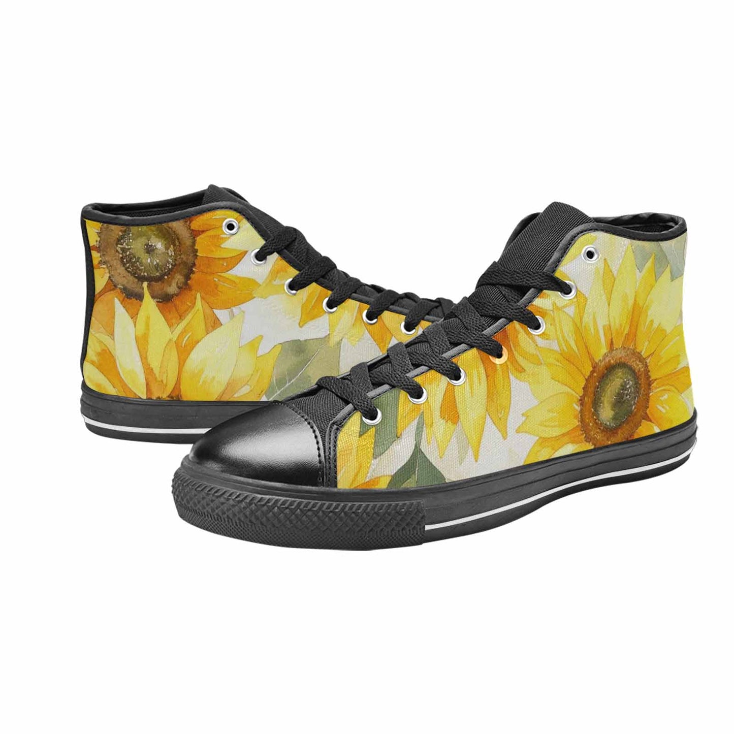 MEN'S Sunflowers Watercolor High Top Canvas Cottagecore Custom Sneakers