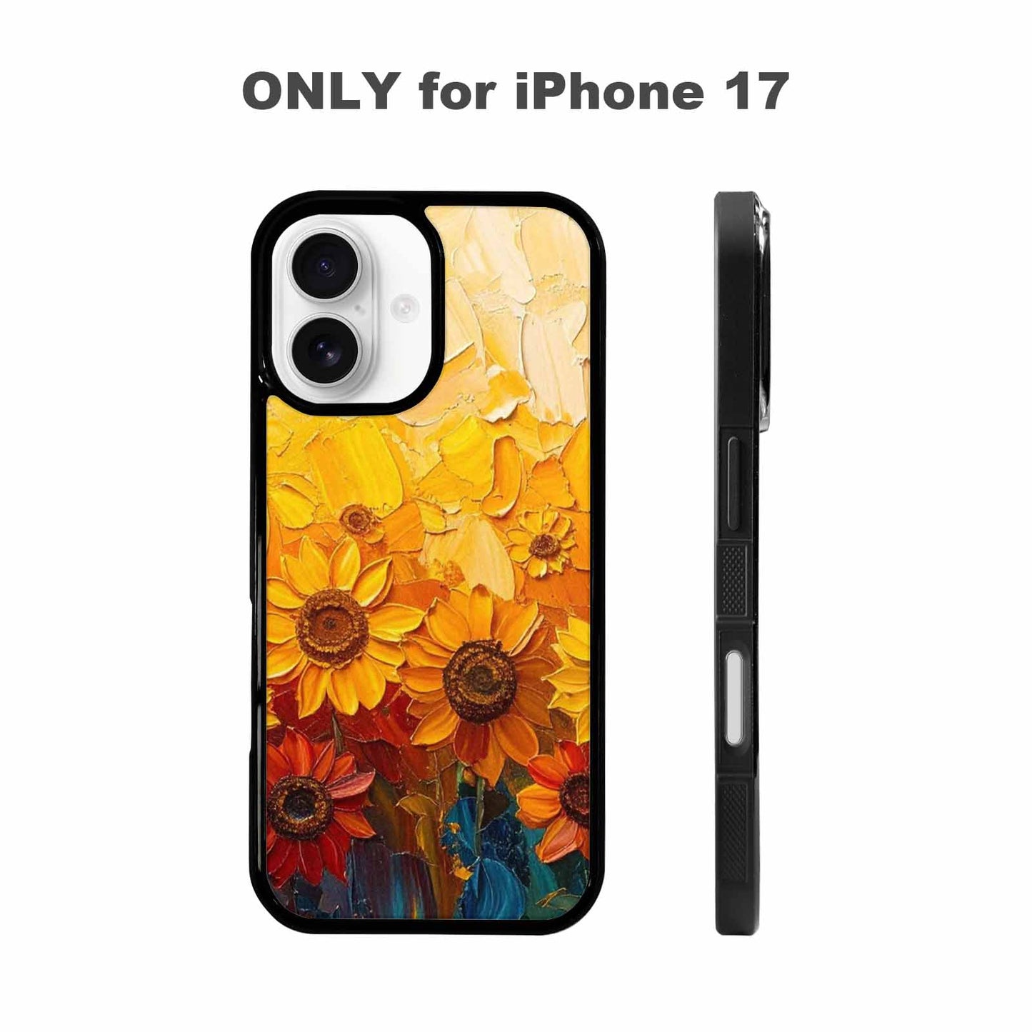 iPhone 17 Case — Impressionist Sunflower Brushstroke Pattern Floral, Custom Designed Case Cover