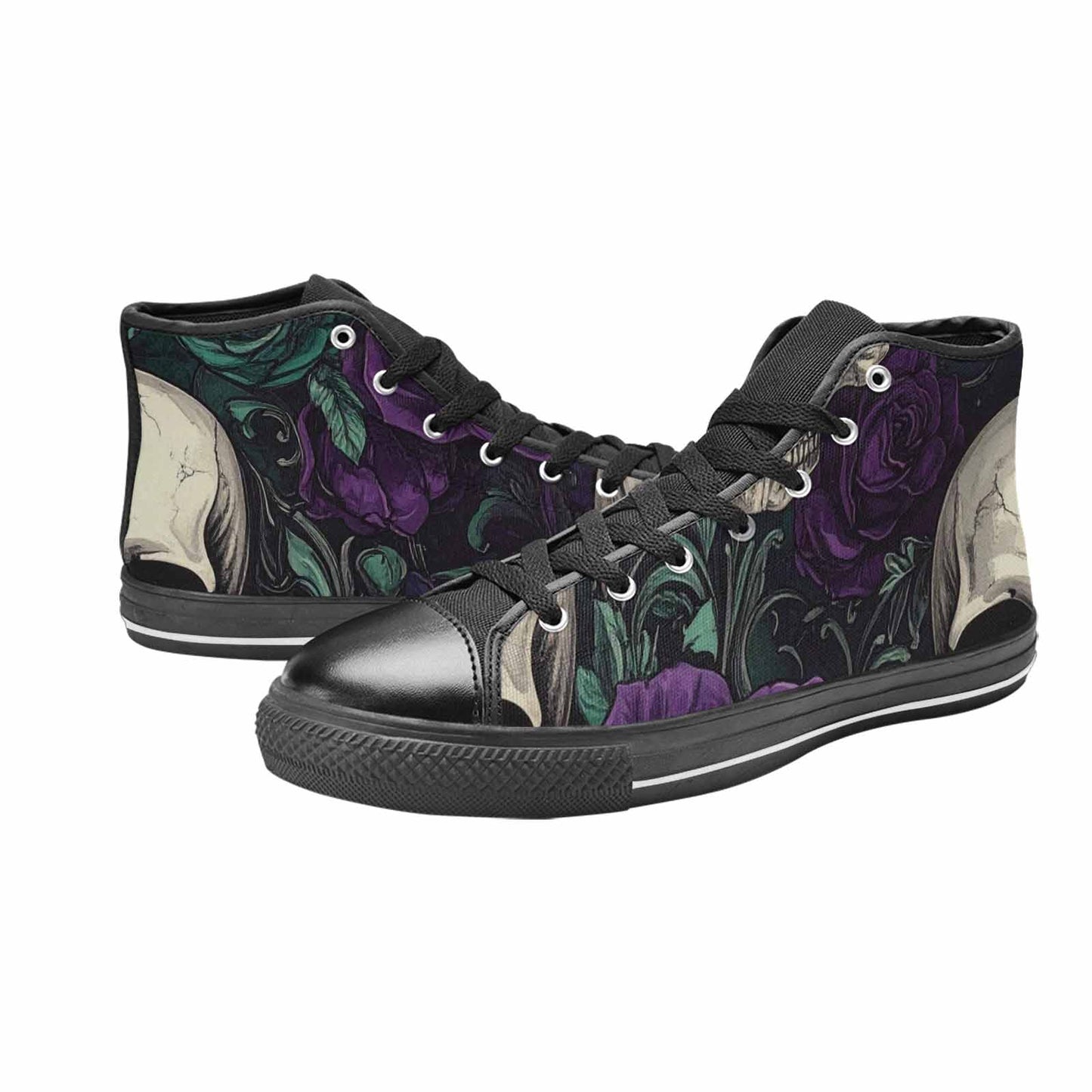 MEN'S Skulls Roses Gothic Filigree High Top Canvas Neon Fantasy Custom Shoes