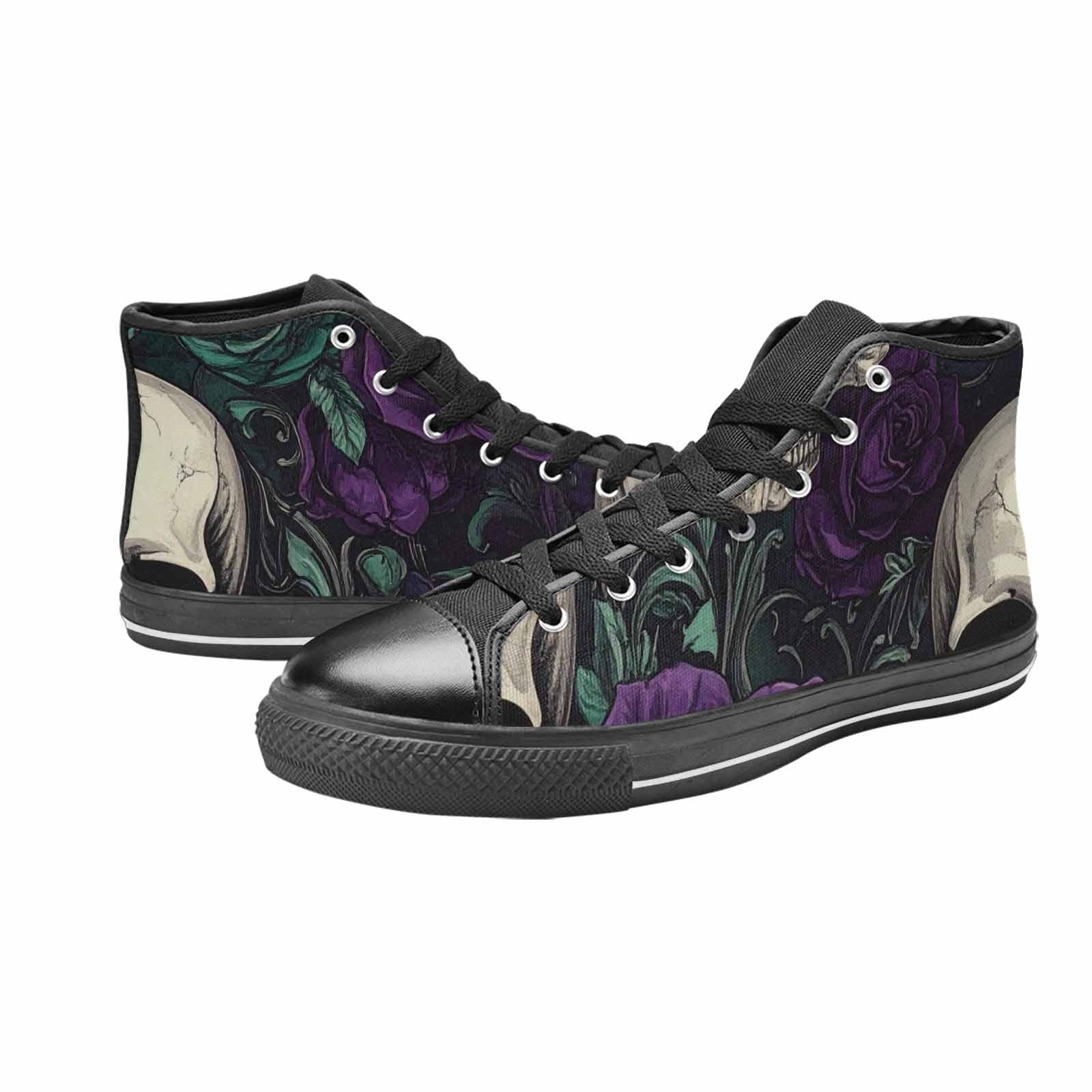 MEN'S Skulls Roses Gothic Filigree High Top Canvas Neon Fantasy Custom Shoes