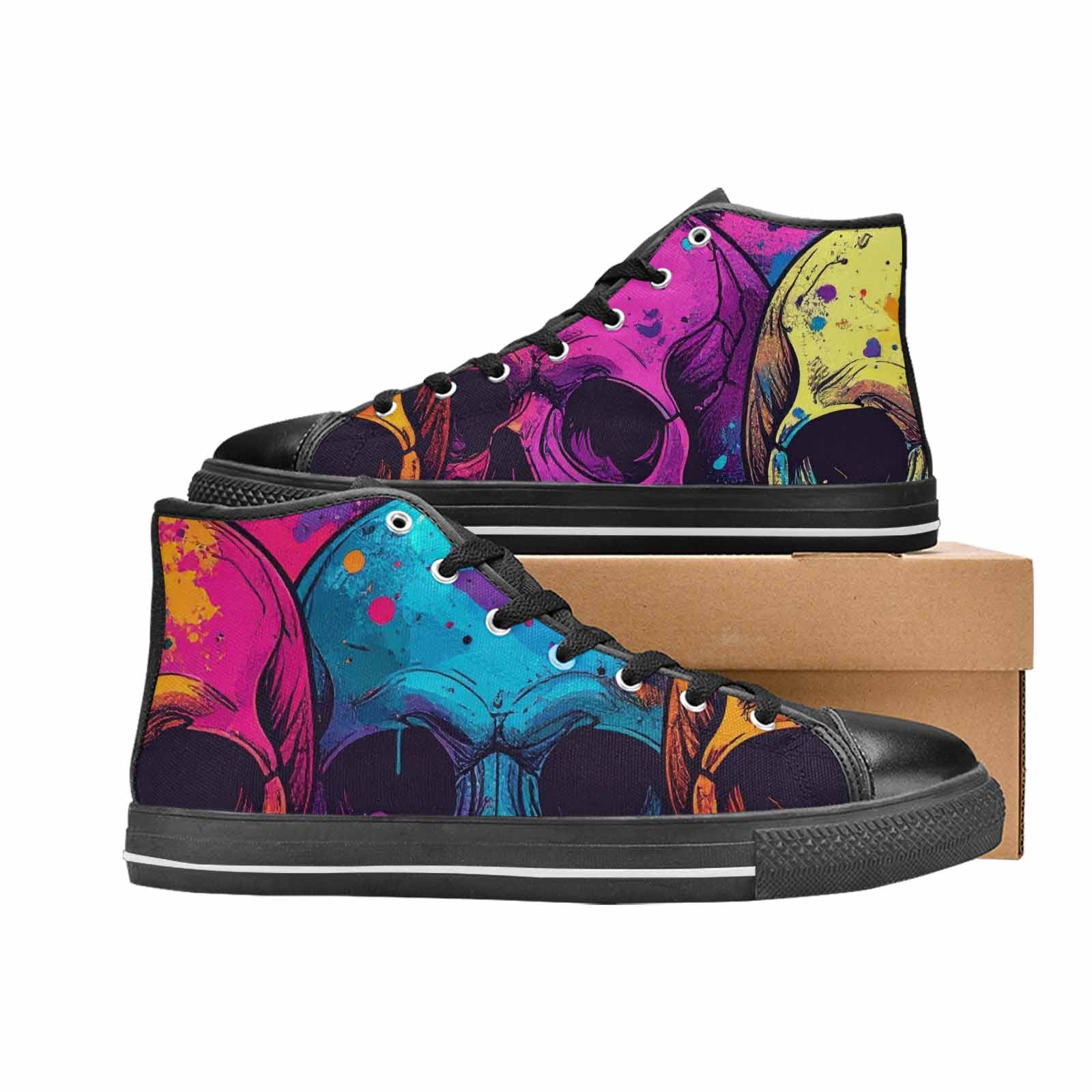 MEN'S Skulls Splatter Comic High Top Canvas Y2K Sneakers