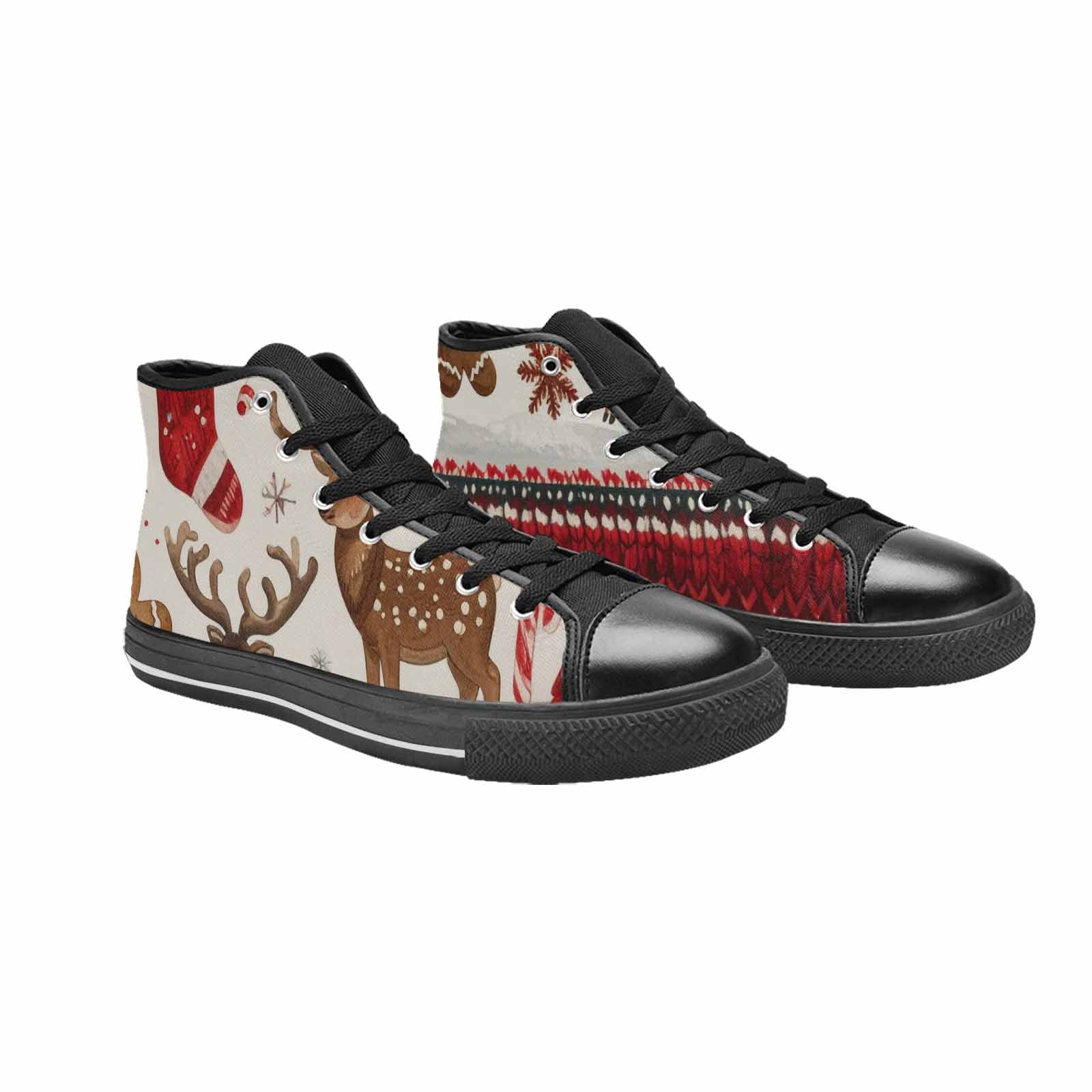 WOMEN'S Christmas Holly Snowflake High Top Canvas Dark Academia Custom Sneakers