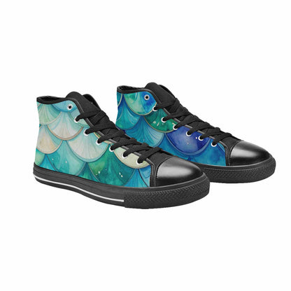 MEN'S Mermaid Scale High Top Canvas Aesthetic Sneakers