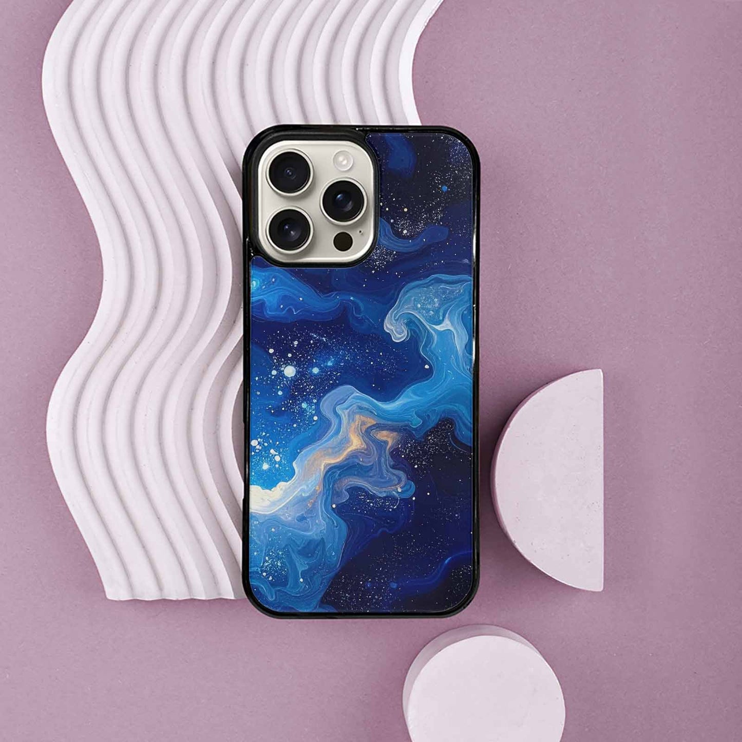iPhone 16 Pro Max Case — Galaxy Art Blue Starfield Small Galaxy, Custom Printed Phone Case