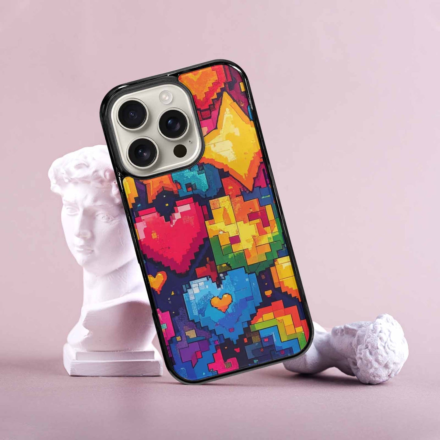 iPhone 16 Pro Case — Pixel Art 8 Bit Burst Pattern, Custom Print Case Cover