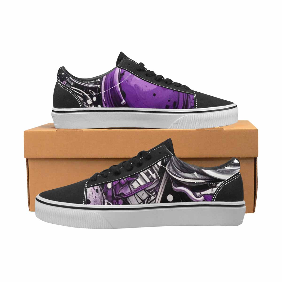 WOMEN'S Ice Cream Motif Lace-Up Canvas Grunge Custom Shoes