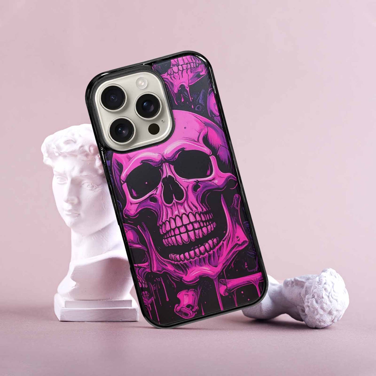 iPhone 16 Pro Case — Pink Purple Skeletons Neon Drip Melting, Custom Print Case Cover