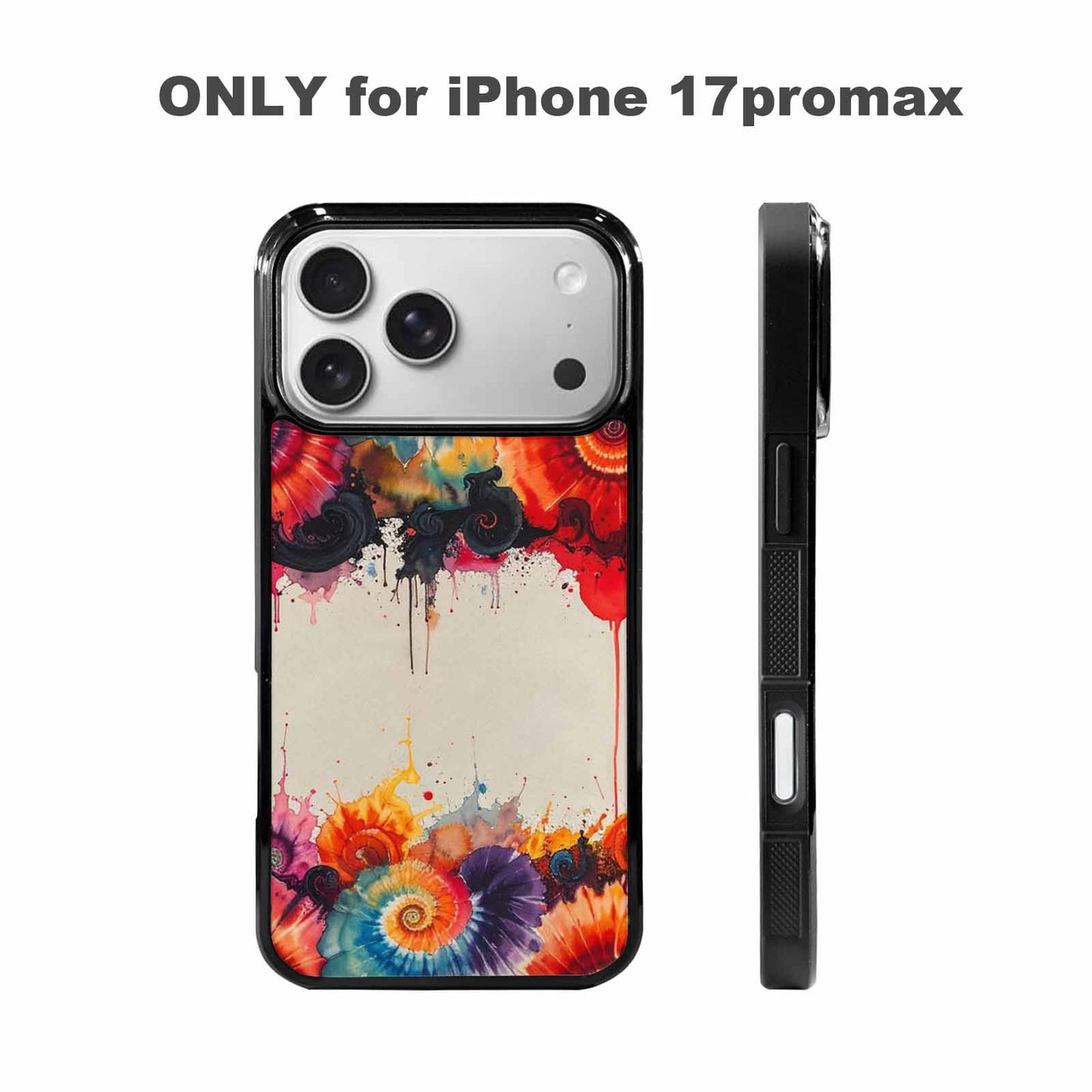 iPhone 17 Pro Max Case — Tie Dye Swirls Black Tie Dye, Custom Print Case Cover