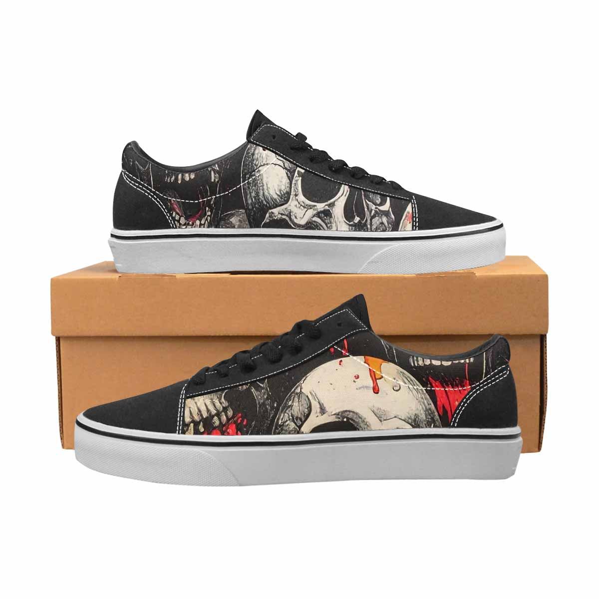 WOMEN'S Rainbow From Skull S Lace-Up Canvas Wallpaper Art Custom Sneakers