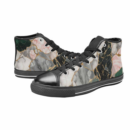 MEN'S Marble Stone Texture High Top Canvas Vibrant Chaos Custom Shoes