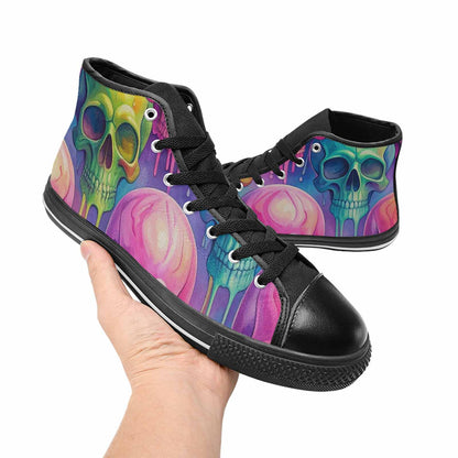 WOMEN'S Candy Color Dripping Skulls High Top Canvas Surreal Shoes