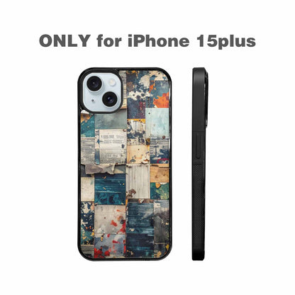 iPhone 15 Plus Case — Distressed Grunge Texture Pattern Hundreds Of, Custom Designed Case Cover