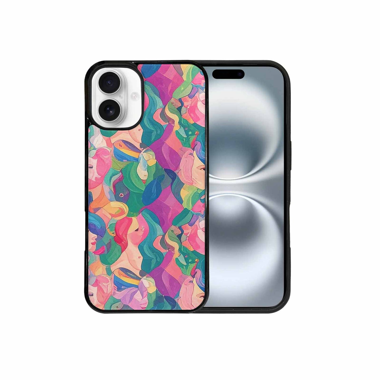 iPhone 16 Plus Case — Polysexual Flag Color Theme Small Rainbow, Personalized Phone Case