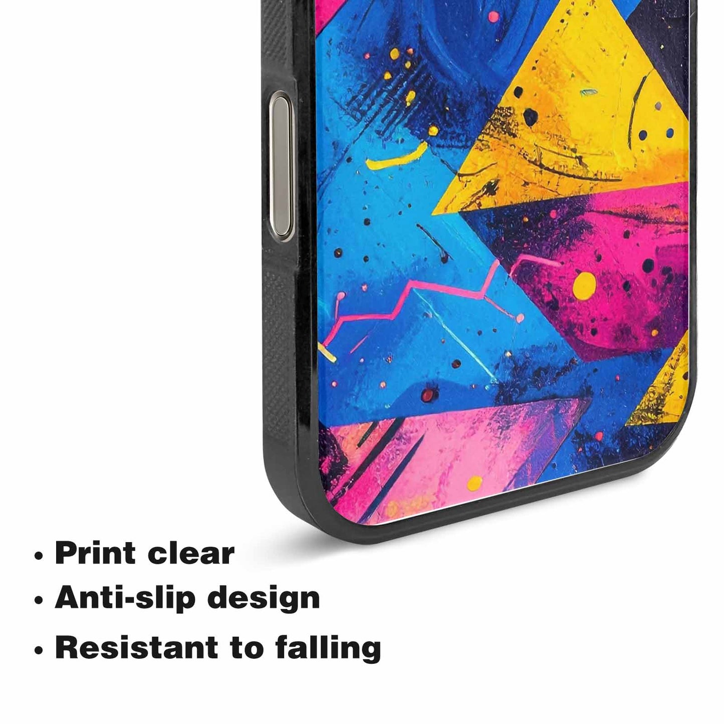 iPhone 15 Pro Max Case — Memphis Squiggles Triangles Dots, Personalized Phone Case