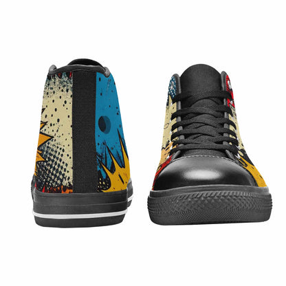 MEN'S Comic Book Halftone High Top Canvas Vibrant Chaos Custom Shoes