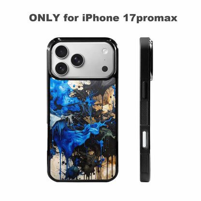 iPhone 17 Pro Max Case — Black &amp; Blue Ink Camo, Custom Print Case Cover