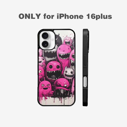 iPhone 16 Plus Case — Monsters General Black Pink Ink Cartoon, Customized Protective Case