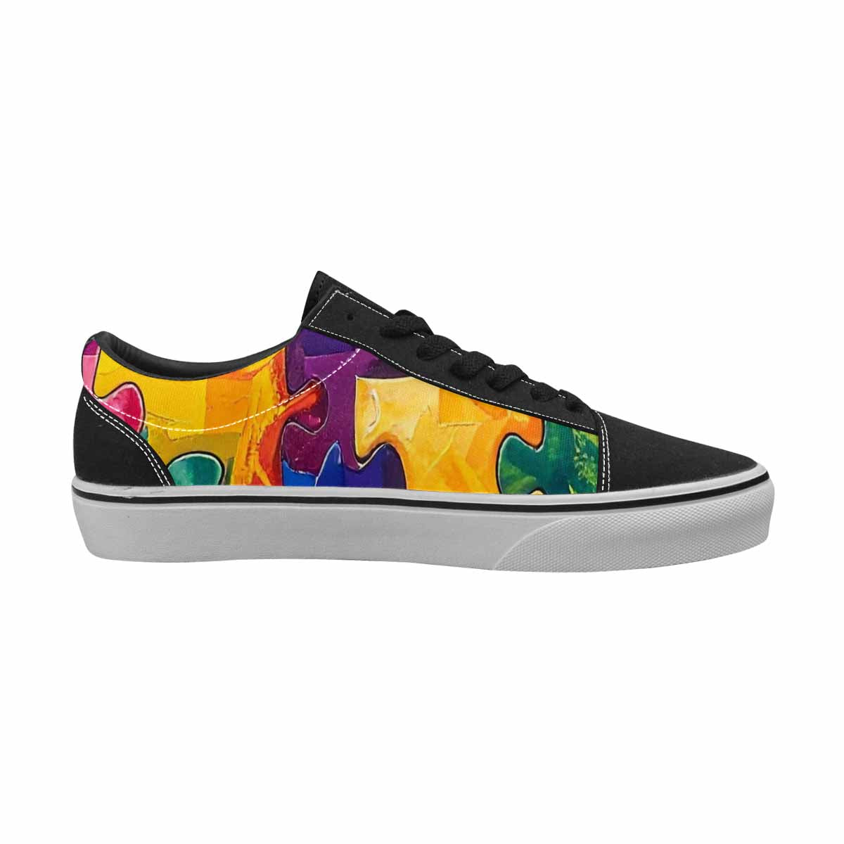 WOMEN'S Autism Puzzle Pieces Lace-Up Canvas Vibrant Chaos Sneakers