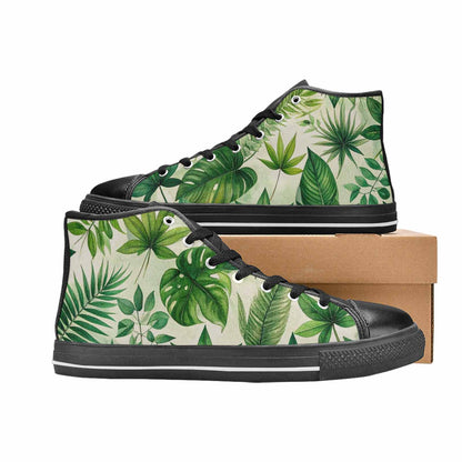 WOMEN'S Seven-Point Palmate Leaf High Top Canvas Neon Fantasy Shoes