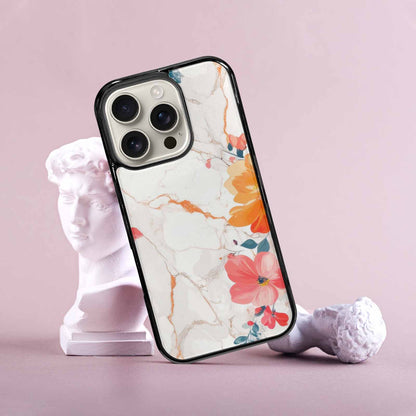 iPhone 16 Pro Case — Marble Floral, Custom Designed Case Cover