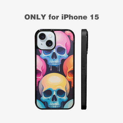 iPhone 15 Case — Dripping Candy Skulls, Personalized Phone Case