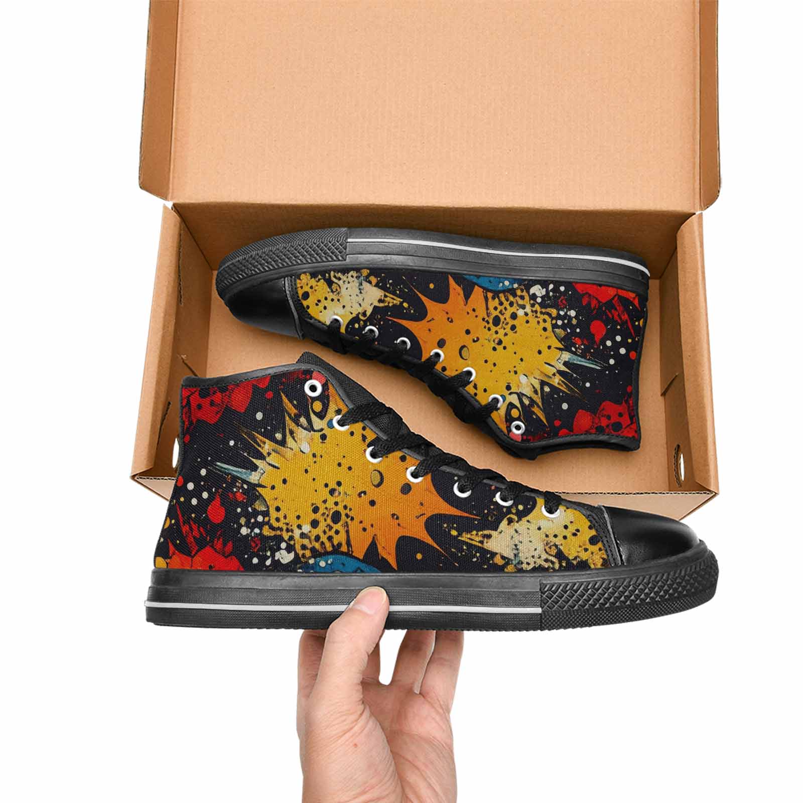 MEN'S Comic Book Halftone High Top Canvas Grunge Sneakers