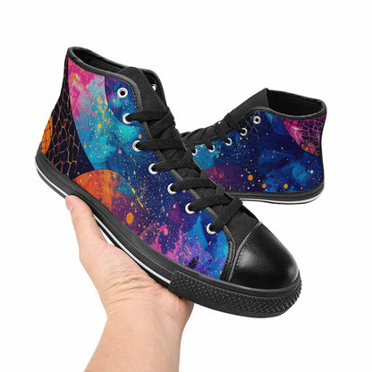 WOMEN'S Galaxy Snake Print High Top Canvas Surreal Sneakers