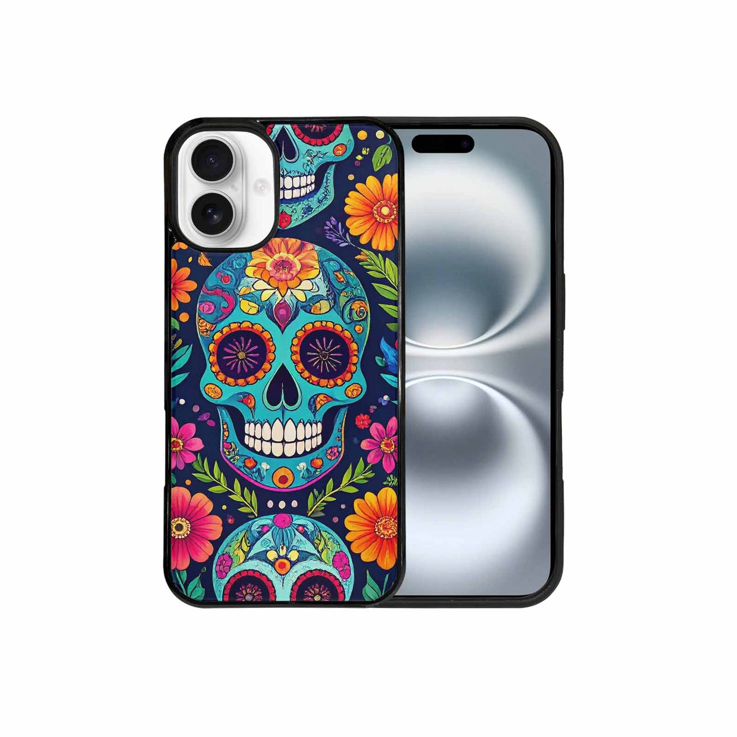 iPhone 16 Plus Case — Rainbow Sugar Skull Weave 3 Personalized, Original Design Phone Case